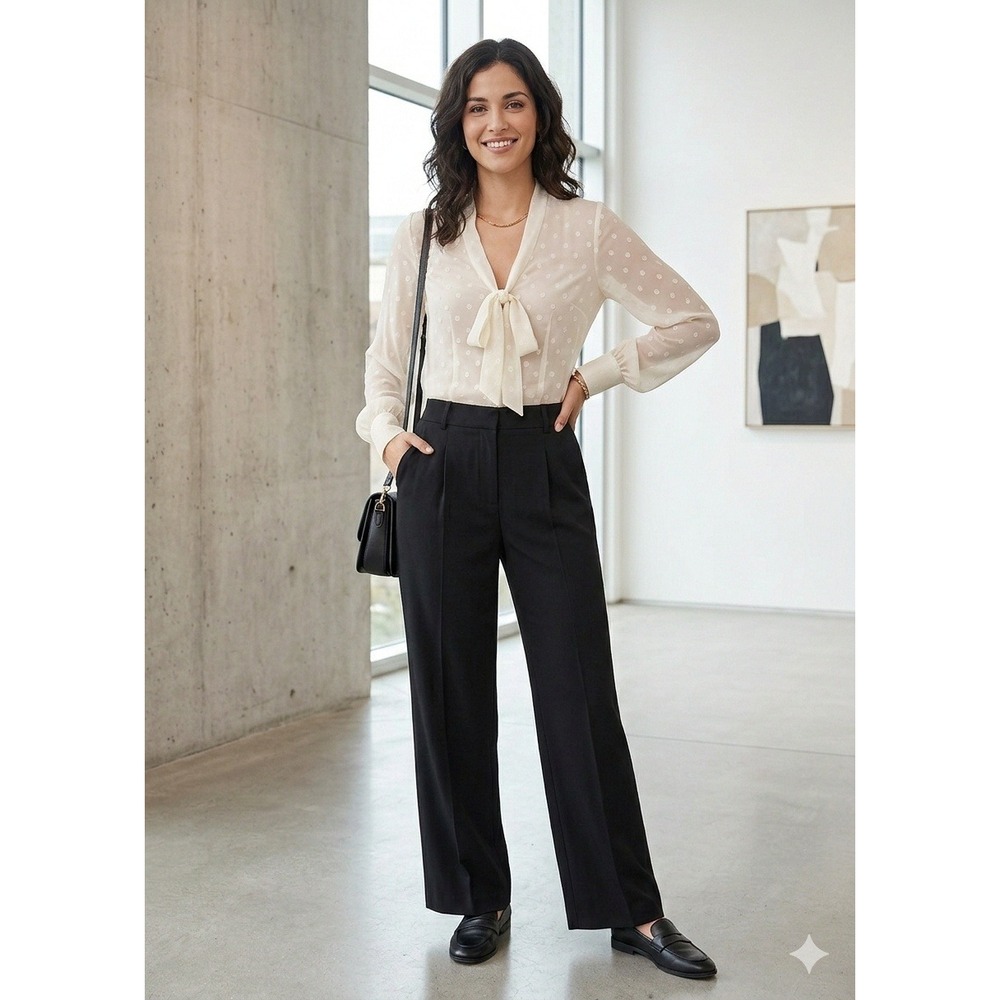 Max Studio Wide Leg Trousers‎ Women XL Black NEW Pleated High Rise $118 MSRP